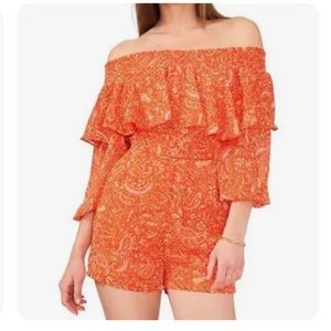 1. State Paisley Smocked Off-the-Shoulder Ruffle Romper